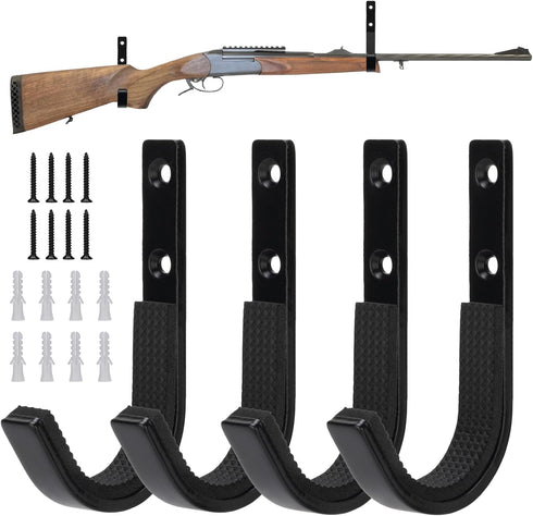 Heavy Duty Steel Gun Rack Storage Wall Mount Hooks for Rifles, Shotguns, and Archery Bow