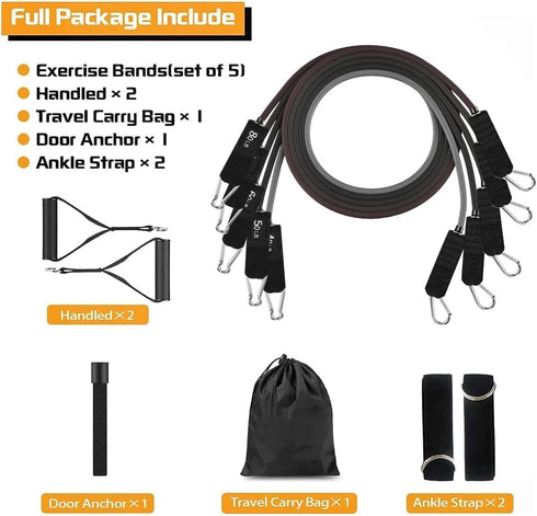 VEICK Resistance Bands, Exercise Bands with Handles for Men and Women, Home Workout
