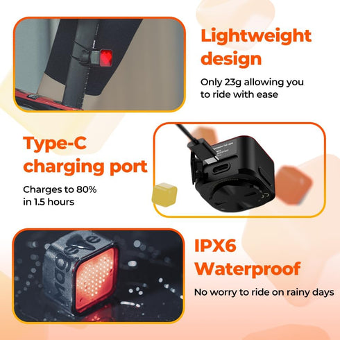 Magene L308 Smart Tail Light for Bike, Bluetooth Lightweight Bicycle Tail Light, IPX6 Waterproof