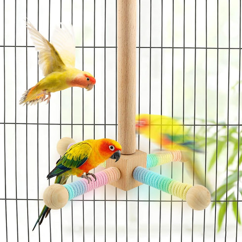 Yuanfenron Parrot Spinning Windmill Perch, Bird Toy Rotating Stand for Parakeets, Cockatiels, Budgies - Interactive