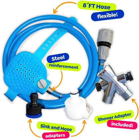 Dog Shower Attachment Kit - Pet Washing Hose Grooming Brush & Scrubber for Bathing Cats and Dogs, Easy Installation