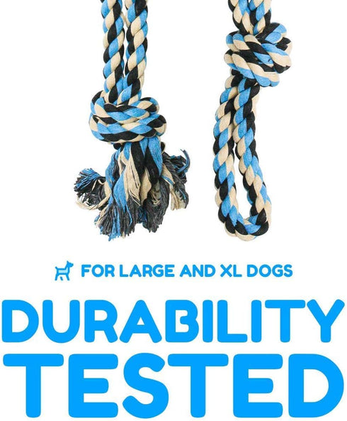 XL Dog Rope Toy for Aggressive Chewers - Nearly Indestructible, Durable Dog Toys for Large Dogs, Blue