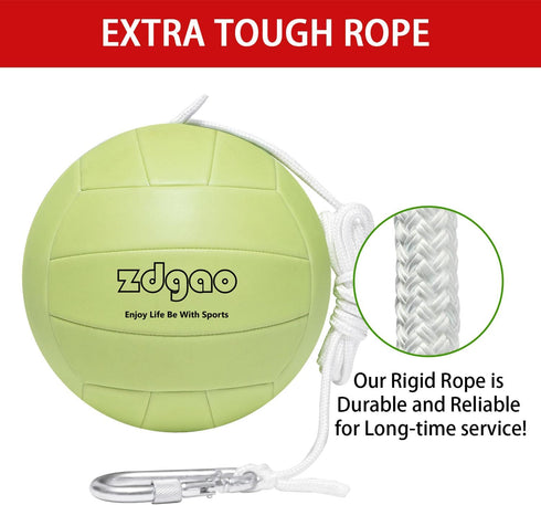 Portable Tetherball-Glow in The Dark Replacement Tether Ball with Carabiner, Ball Pump with Needle for Kids and Adults