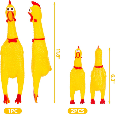 MCPINKY 3PCS Rubber Chicken Dog Toys, Squeaky Chicken Toys Prank Novelty Toy Screaming Chicken Toys for Prank Noise Maker Dog Toys