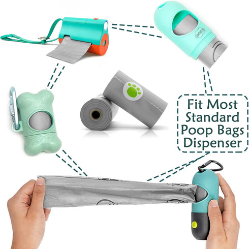 (180 Dog Poop Bags Holder with LED Flashlight|Pet Waste Bags Dispenser for Leash|Doggie Potty Bags Container