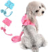SELMAI Small Pet Dog Cat Bling Rhinestone Harness and Leash Set - Bow Girls Soft Ultra Suede Leather, Adjustable/No Pull