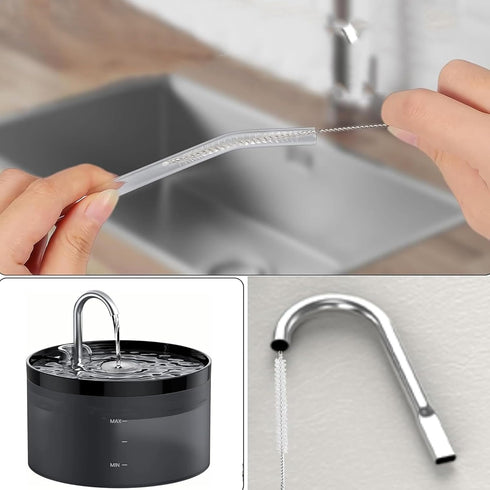 Amaping 3PCS Set Cat Water Fountain Brushes & Sponge, Drinking Glass Cleaning and Dog Pet Water Cat Dispenser Fountain