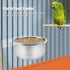 Stainless Steel Hanging Bowl Bird Food Feeding Dish, Water Seed Feeder with Screw Attachment for Bird Cage