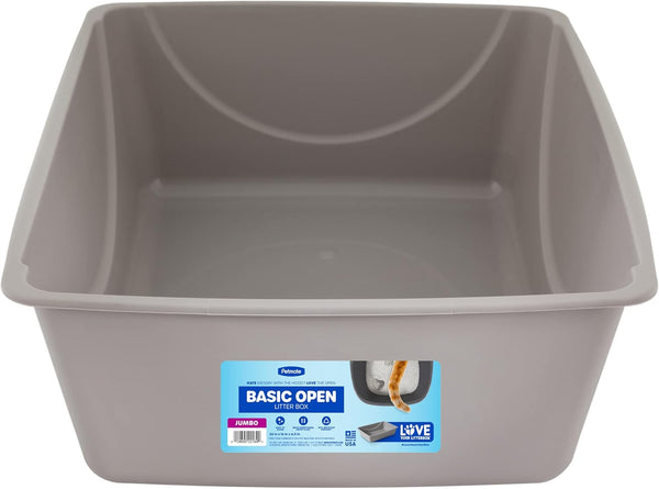 Petmate Open Cat Litter Box, Extra Large Nonstick Litter Pan, Durable Standard Litter Box, Mouse Grey