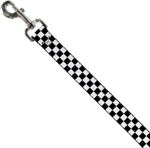 Dog Leash Checker Black White 4 Feet Long 1.0 Inch Wide