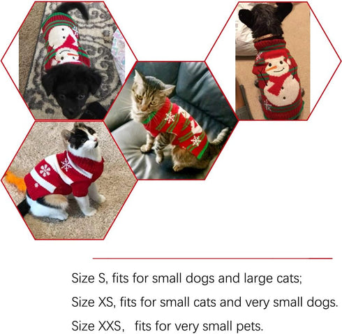 NACOCO Dog Snow Sweater, Snowman Holiday Xmas Clothes for Small Dog and Cat (Snowman, S)