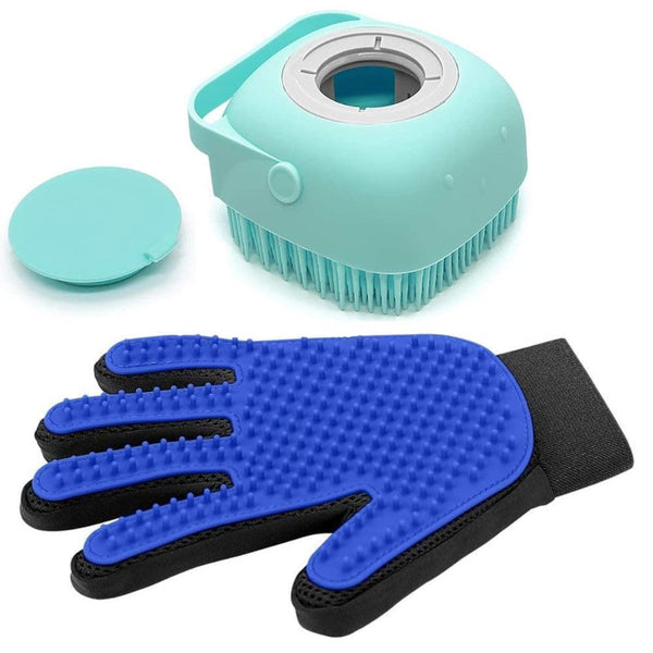 2PCS Dog Bath Brush Set, Adjustable Ring Handle Grooming Brush for Short & Long Hair