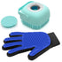 2PCS Dog Bath Brush Set, Adjustable Ring Handle Grooming Brush for Short & Long Hair