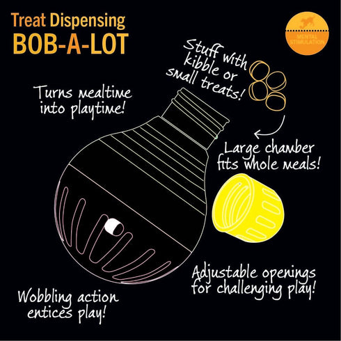 Interactive Bob-A-Lot Dog Toy for Large Breeds - Yellow/Green/Purple