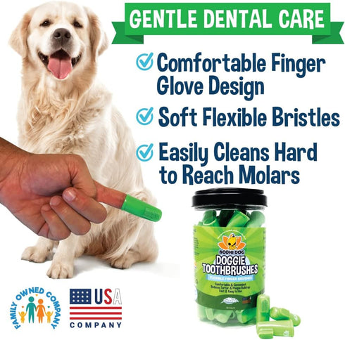 (50 Count) Bodhi Dog Finger Toothbrush for Dogs & Cats - Puppy Toothbrush with Soft Flexible Silicone Bristles, Gentle