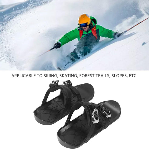VGEBY Mini Ski Skates, Short Thin Ski Skates Attach to Skis Boots for Outdoor Winter Skiing, Black One Size