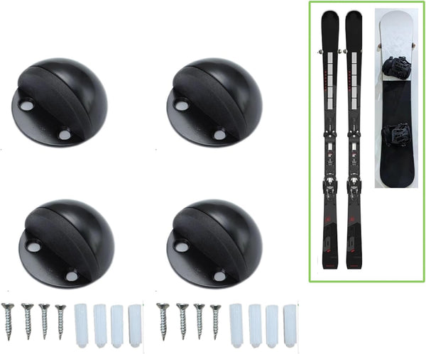 Ski Wall Mount, Indoor Display Rack for Ski Board, Wall Mounted Storage, Home and Garage Snowboard Storage (4 PCS)