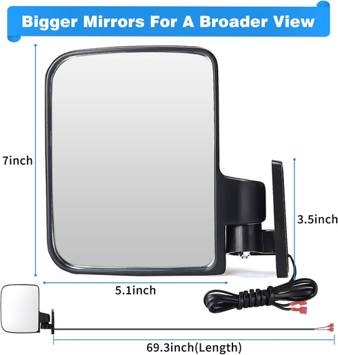 Golf Cart Mirror Universal - with Turn Signal Light, Rear View Mirrors for Club Car Ezgo Yamaha