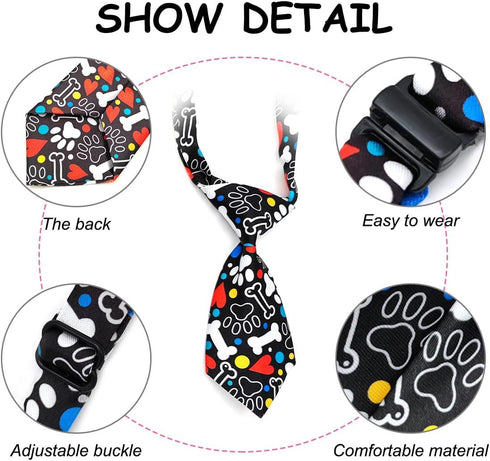 PET SHOW 10pcs Pack Paw Small Dog Neckties for Dogs and Cats, Adjustable Holiday Grooming Accessories