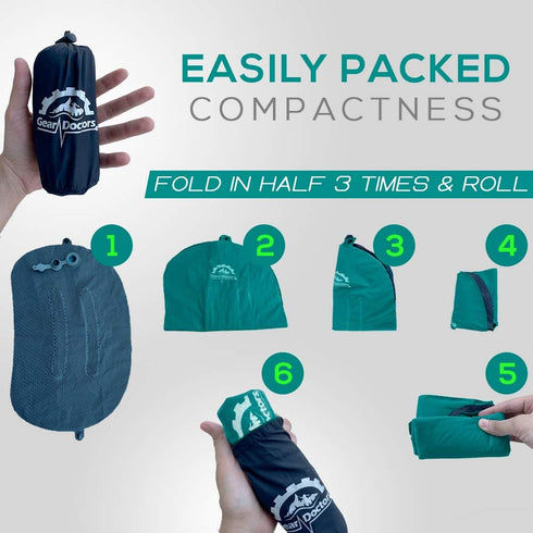 Gear Doctors Inflatable Camp Pillow, Backpacking Blow Up Pillow, Teal