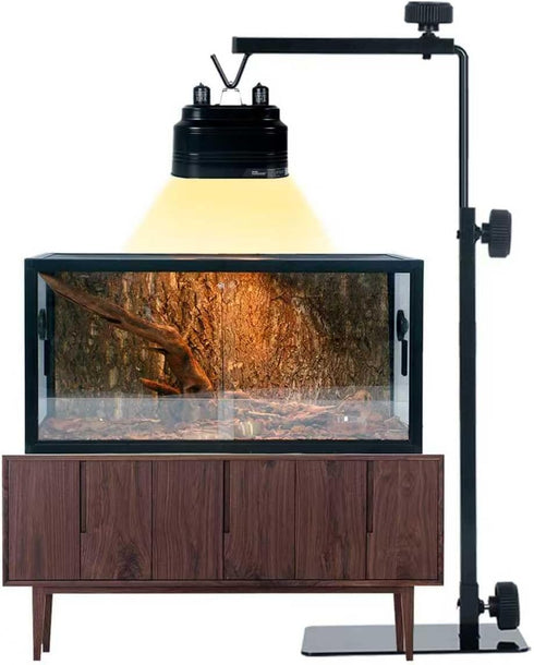 16.6-31 inch Reptile Lamp Stand, Adjustable Domes Heat Lamp Metal Bracket Floor Light Holder for Reptile Terrarium