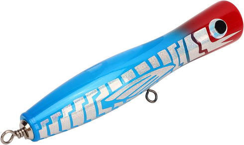 RiToEasysports 5.5in 3oz Popper Fishing Lure, Solid Basswood Reflective Attractive Colors for Bass Tuna GT Trout