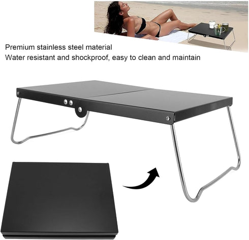 Jwthee Folding Camping Table,Compact Stainless Steel Portable Folding Beach Table Ultralight Camping Side Table