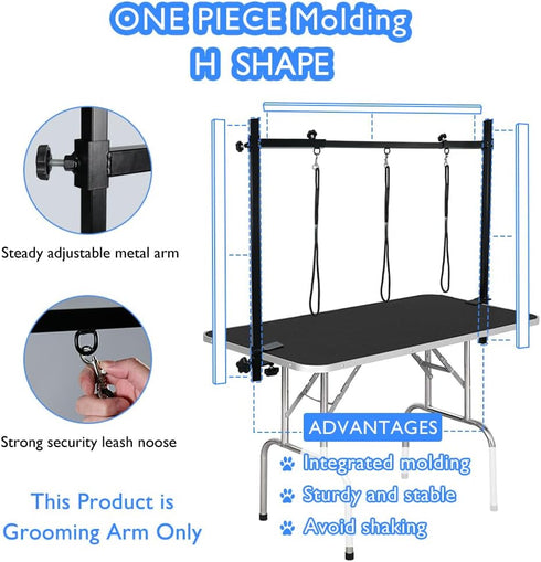 3 35.4 36.2 50 LEIBOU H-Shape Dog Grooming Arm Pet Supplies Grooming Table Arm with Noose and Clamp Heavy Duty Aluminum