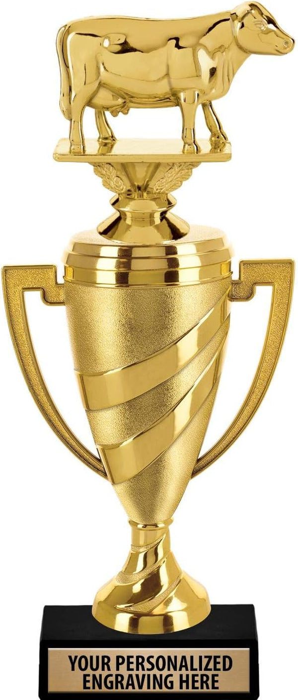 Crown Awards Dairy Cow Trophy, 14" Gold Cup Dairy Cow Trophies with