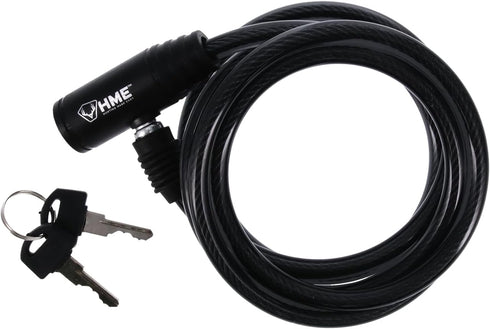 HME Self-Coiling 6-Foot Protective Hunting Tree Stand Cable Lock, Durable and Reliable, 2 Keys Included