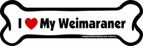 Imagine This Company I Love My Breed Bone Shaped Pet Magnet, 2 x 7 inches, White/Black, Weimaraner