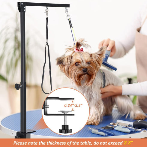 Dog Grooming Arm with Clamp, Adjustable Table Arm with Two No Sit Haunch Holder, Foldable Pet Supplies