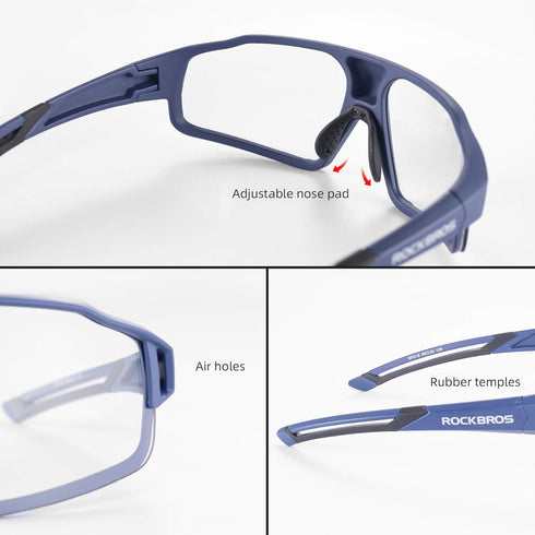 ROCKBROS Photochromic Cycling Glasses for Men, Clear Safety Glasses for Road Mountain Bike Bicycle