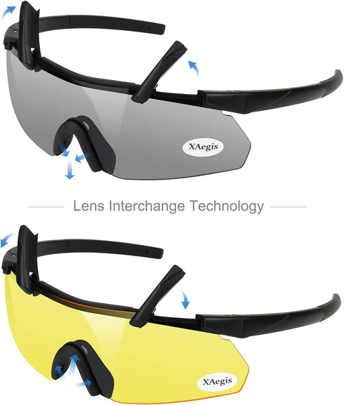 xaegistac Tactical Shooting Glasses - High Impact Eye Protection with 3 Interchangeable Lenses