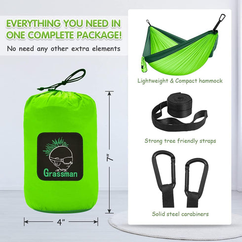 Grassman Kids Small Hammock for Camping, Portable Hammock for Child Girls Boys, Ultralight Mini Hammocks Green