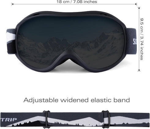 Supertrip Anti-Fog Ski Goggles for Men Women, UV Protection Snowboard Goggles for Adult Youth
