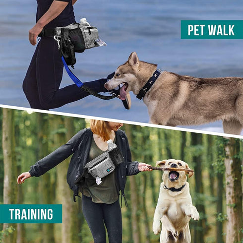 PetAmi Dog Fanny Pack, Treat Pouch for Dog Walking, Training, Built-in Poop Bag Dispenser, Water Bottle Holder