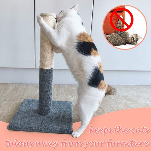 Barelove Tall Cat Scratching Post, Natural Sisal Rope with Interactive Hanging Plush Ball Toy, Durable Cat Claw