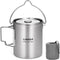 LIXADA Camping Cup Pot - 750ml Stainless Steel Water Cup with Foldable Handles and Lid for Outdoor Use