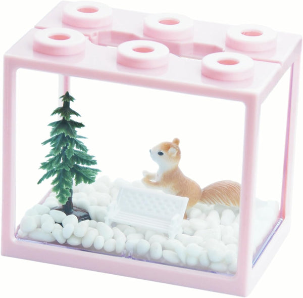 Small Sea Monkey Tank, Stackable Mini Betta Fish Tank Kit with Gravel, Moss Ball, 0.27 Gallon