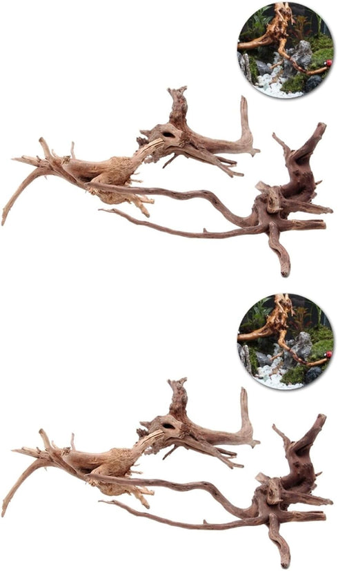 Ipetboom Natural Driftwood for Aquarium, 2pcs Driftwood for Freshwater Fish Tank, Hamster Water Bottle Decor