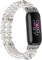 Wongeto Compatible with Fitbit Luxe Bands, Fashion Handmade Elastic Stretch Pearl Bracelet Replacement Strap for Women