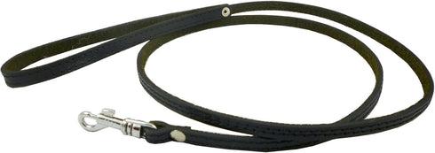 4' Genuine Leather Classic Dog Leash, Black, 3/8" Wide for Small Breeds and Puppies