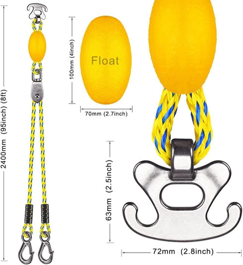 SELEWARE Heavy Duty Boat Tow Harness for Tubing, Boat Tow Rope with Stainless Steel Quick Connector, Heavy Duty Self