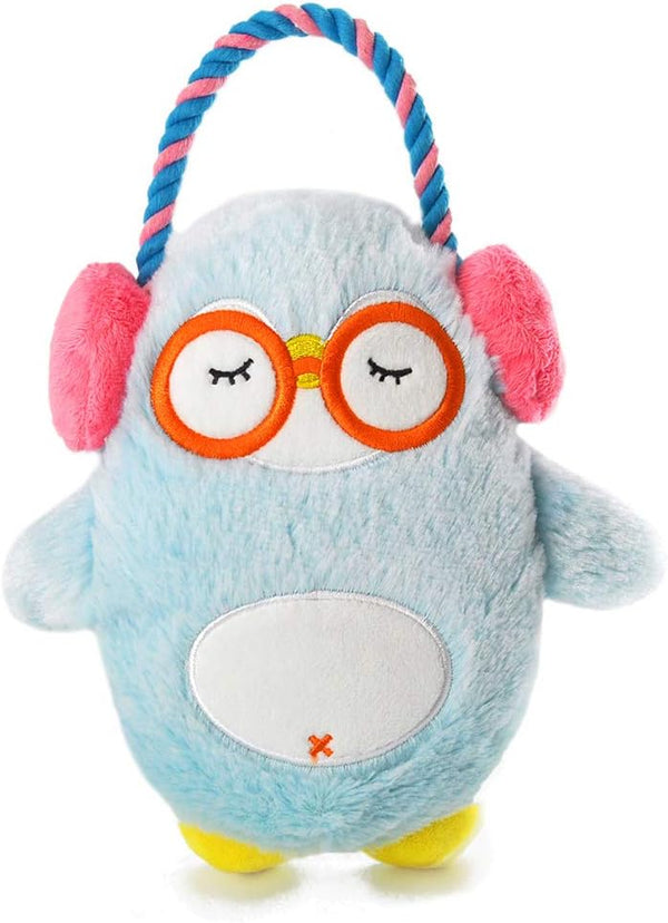 HugSmart Pet – Melody Bros Squeaky Plush Rope Tug Dog Toy with Less Stuffing - Penguin