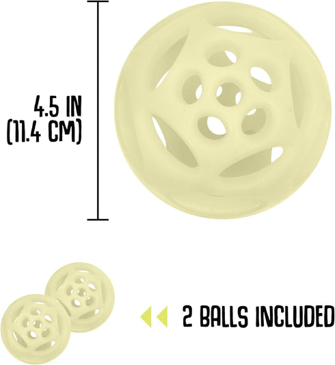 Chew King Glowing Fetch Ball, Large Dog Ball Toys, 2-Pack Lattice