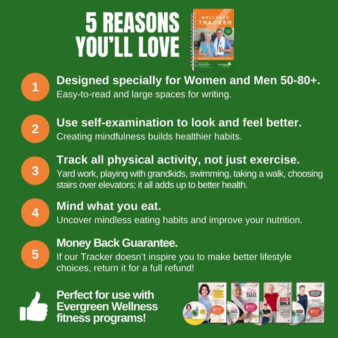 Wellness Tracker Journal for Women and Men 50-80+, Activity Tracker, Food Tracker, and Goal Planner for Holistic