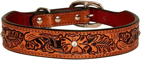 HILASON Medium Tan Genuine Leather Dog Collar, Strong, Painted, Handmade, Soft