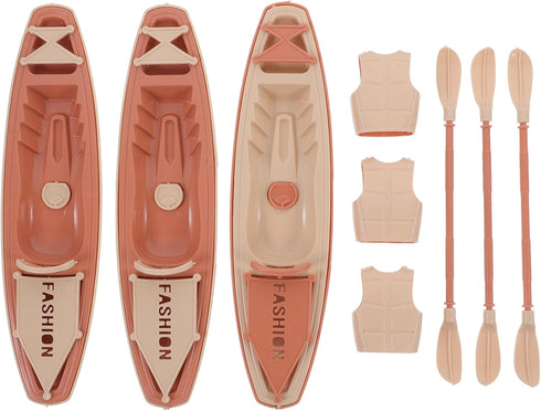 3pcs 19.5cm Toyvian Plastic Boats Ornaments Kayak Toy Paddle Canoe Model for Birthday Cake Decoration, Office Table