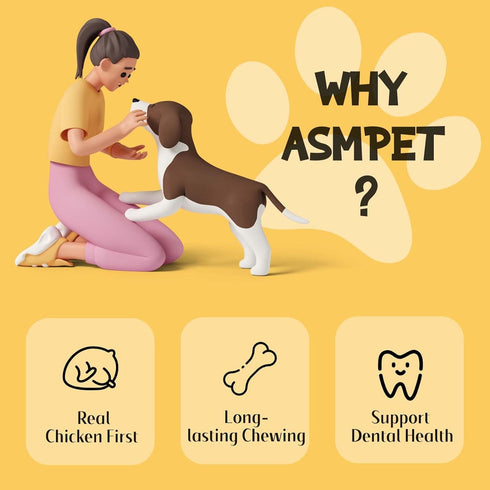 6.5" Breeds4 ASMPET Dog Treats Chews, Chicken Wrapped Rawhide Knotted Bones Dental Care Chews for Small Medium Large